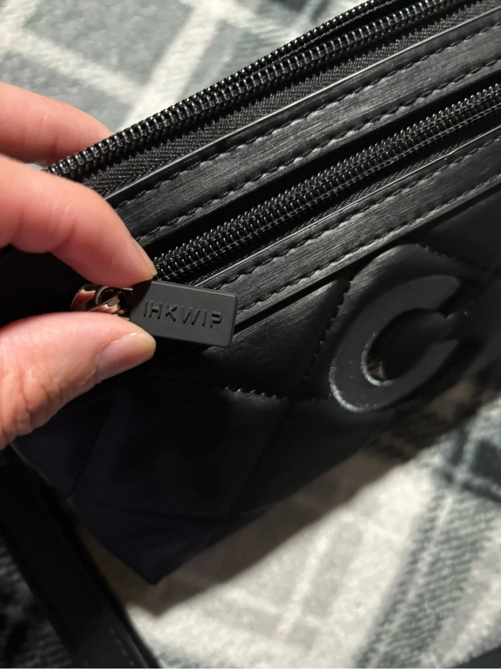 iHKWIP Quilted Leather Wristlet Clutch - Black RIFD built in for cards